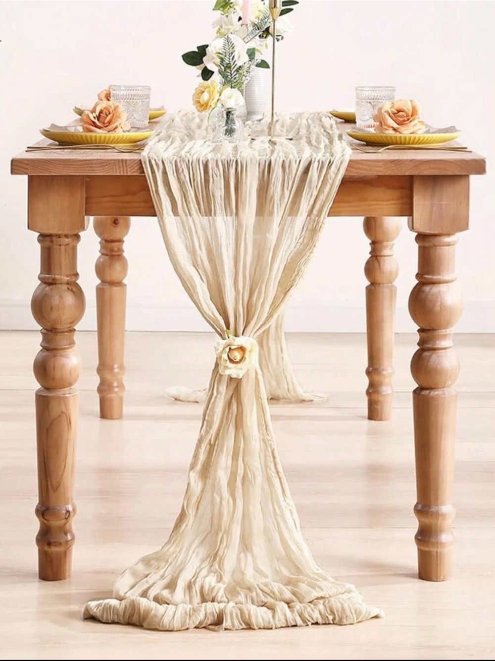 Elegant Cream Table Runner by